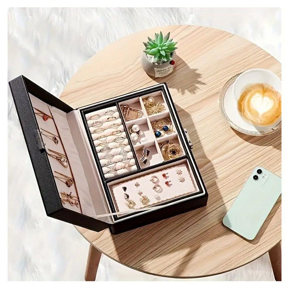 GENERICO - Caja Porta Joyero Doble Organizador  Joyero cofre con clave