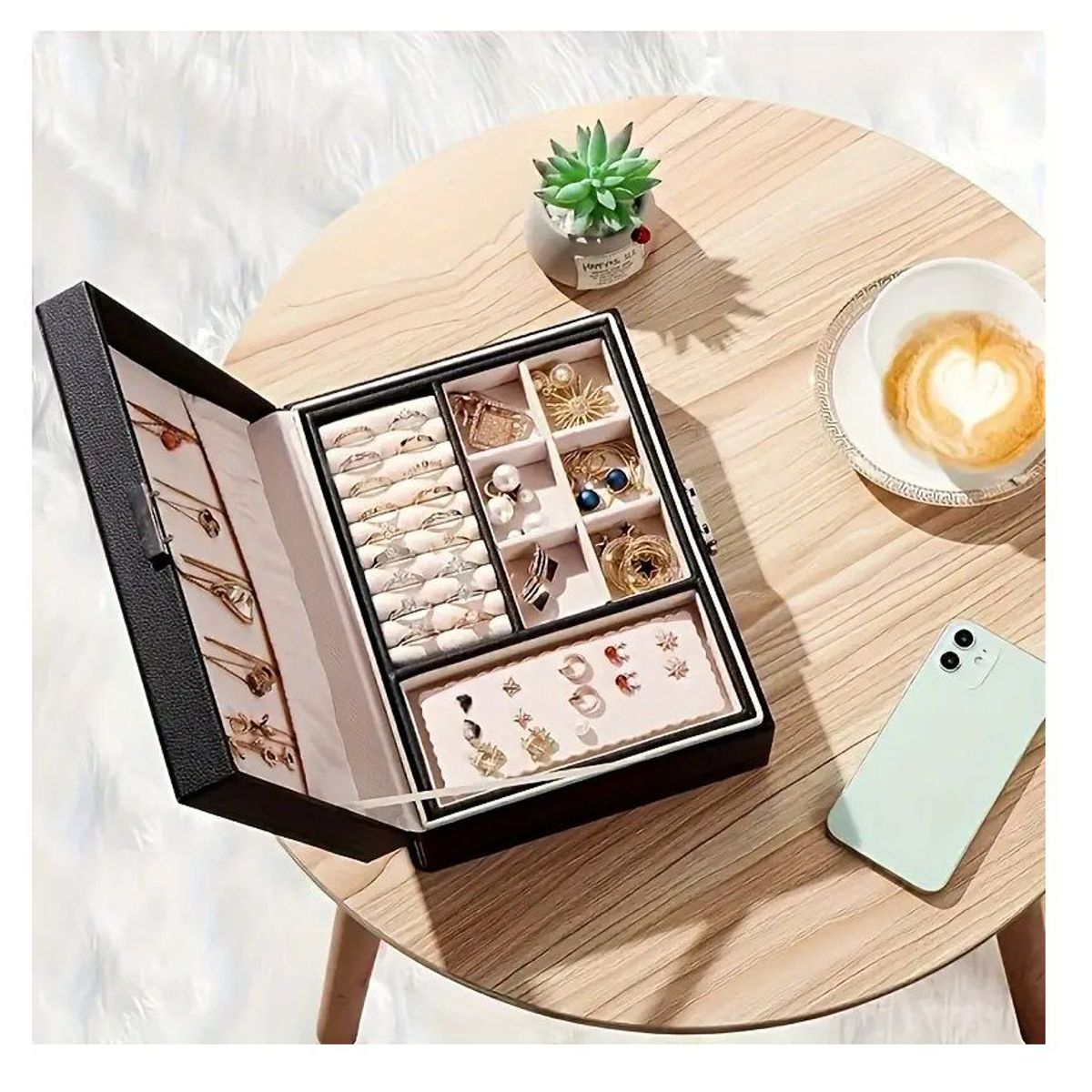 GENERICO - Caja Porta Joyero Doble Organizador  Joyero cofre con clave