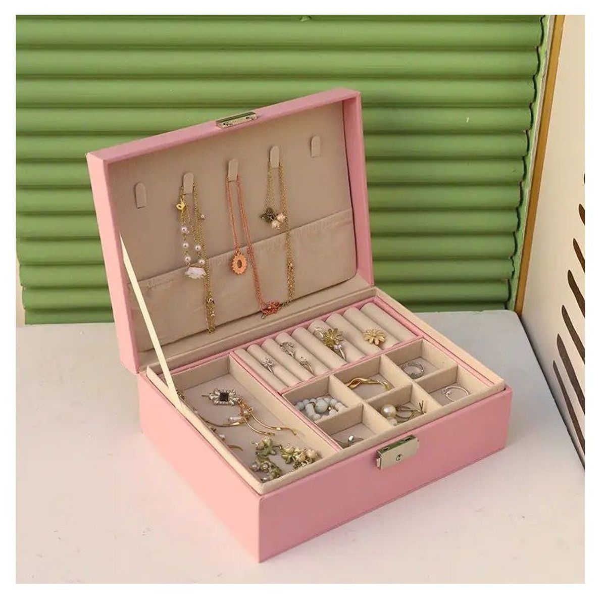 GENERICO - Caja Porta Joyero Doble Organizador  Joyero cofre con clave