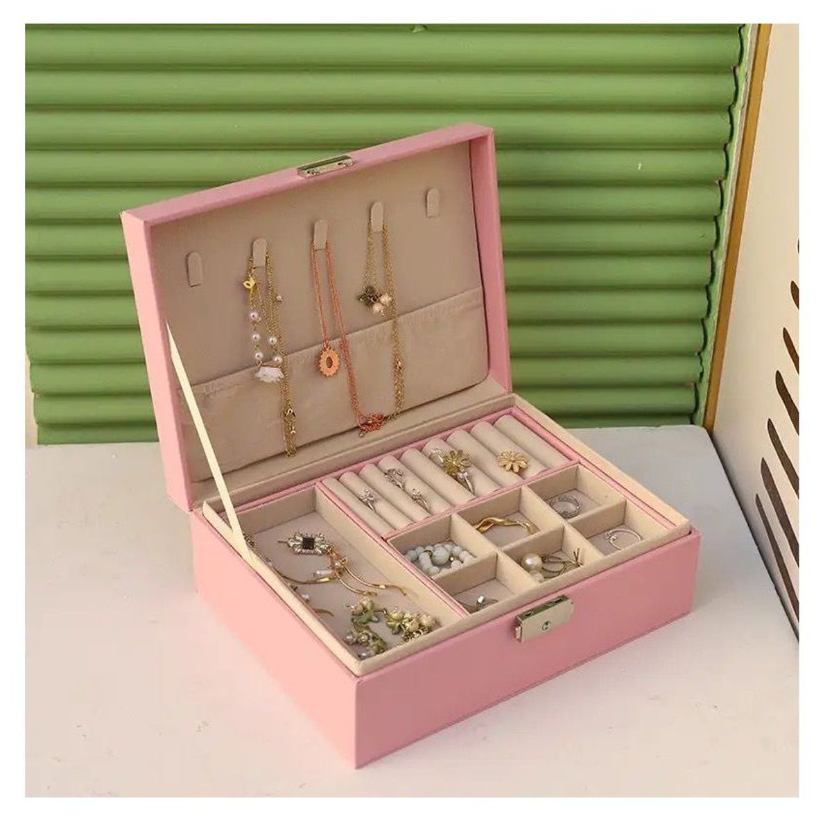 GENERICO - Caja Porta Joyero Doble Organizador  Joyero cofre con clave