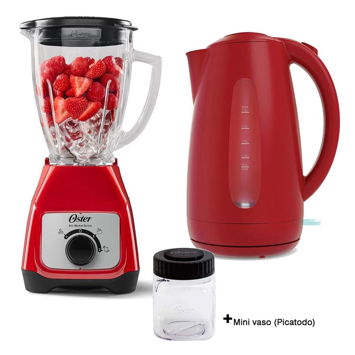 OSTER - Licuadora Oster roja + Hervidor Electrico Rojo