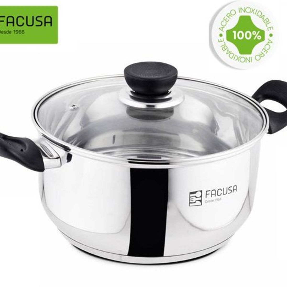 FACUSA - Olla con tapa de vidrio 18cm Acero inoxidable Facusa