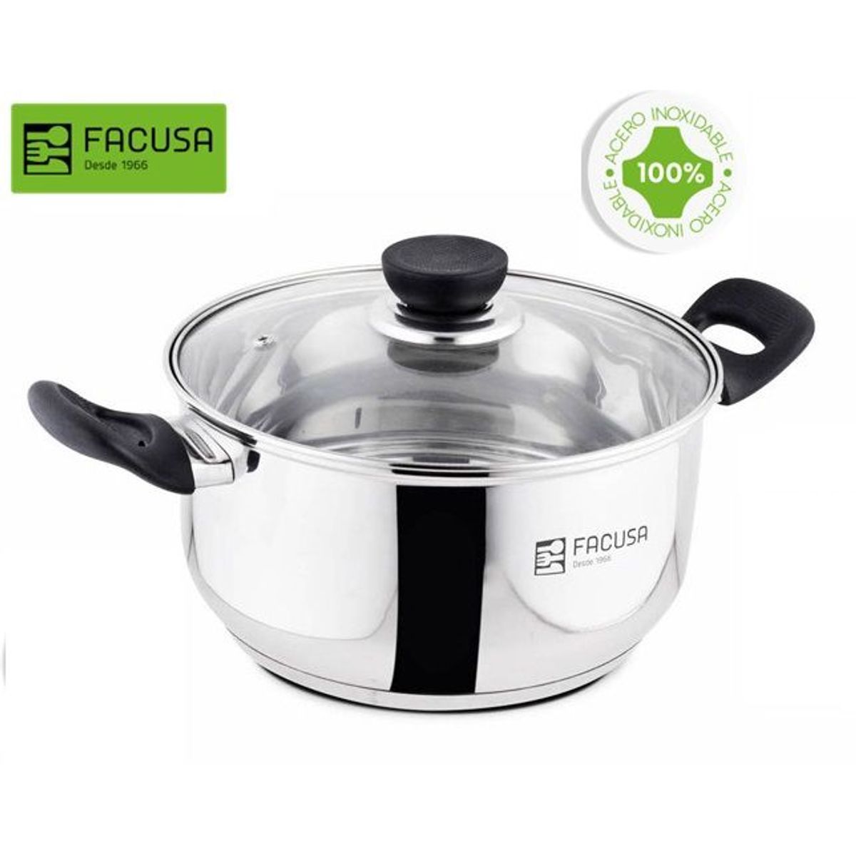 FACUSA - Olla con tapa de vidrio 18cm Acero inoxidable Facusa