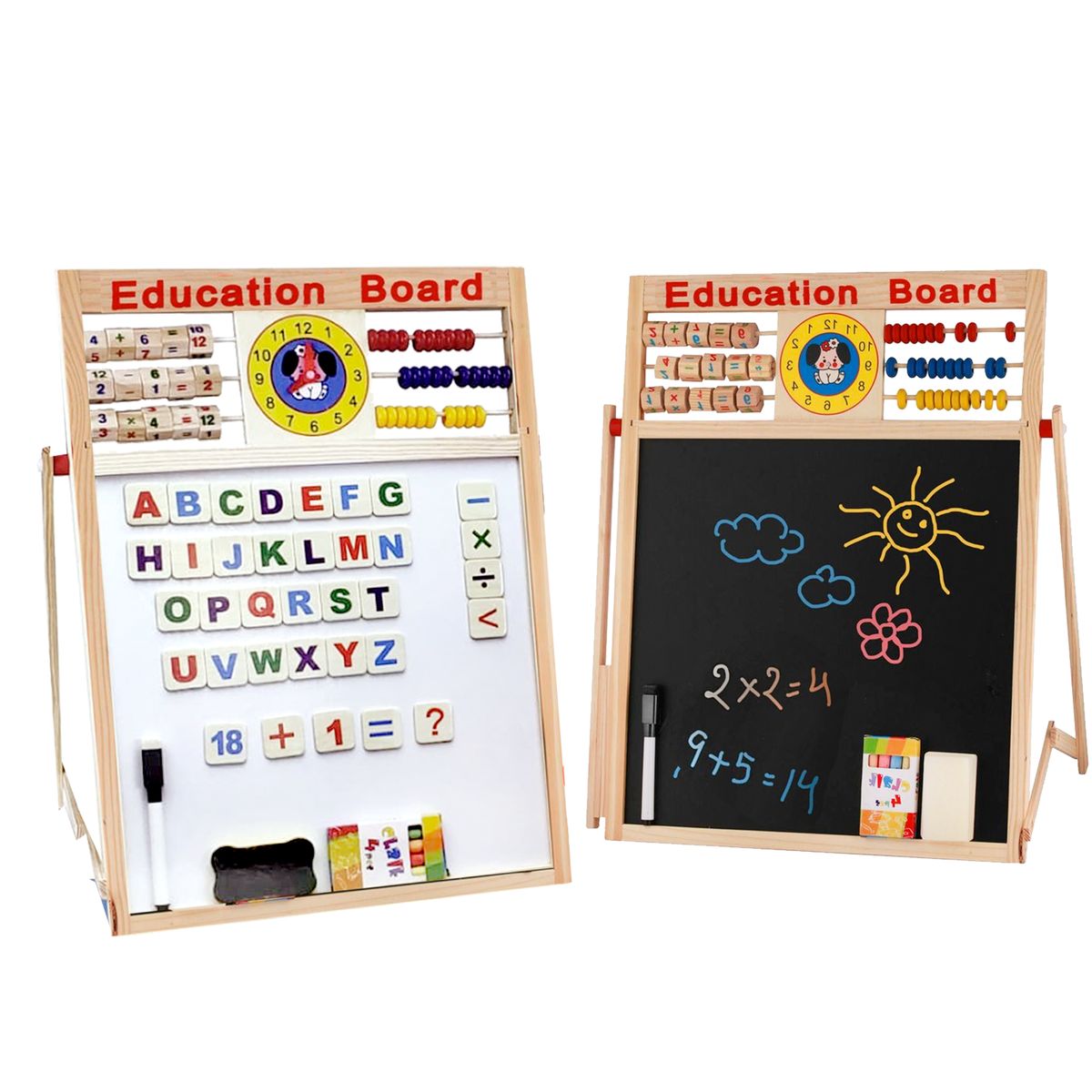 GENERICO - Pizarra Didactica 2 en 1 Tamaño Grande 45x63