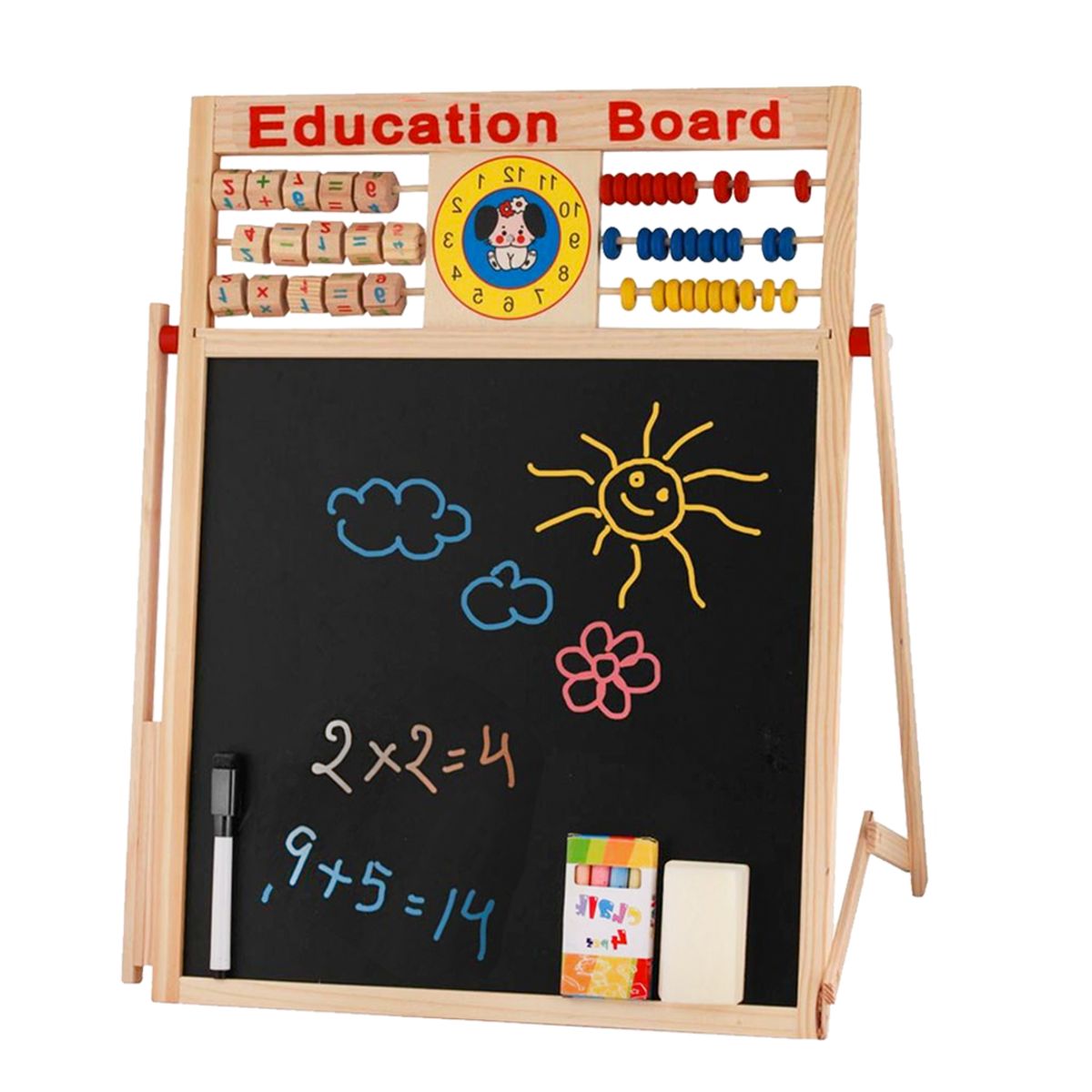 GENERICO - Pizarra Didactica 2 en 1 Tamaño Grande 45x63