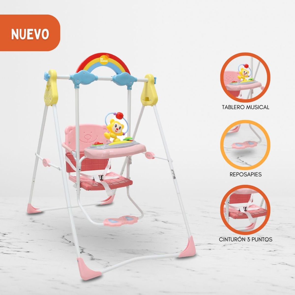 EBABY - Silla Columpio Para Niños «RAINBOW» Pink