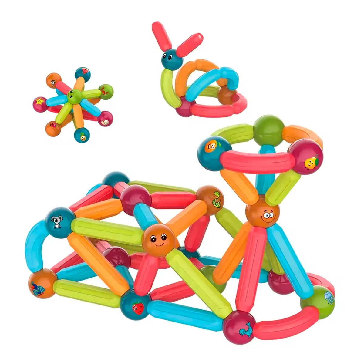 GENERICO - JUEGO DIDÁCTICO BLOQUES MAGNÉTICOS 65 PIEZAS