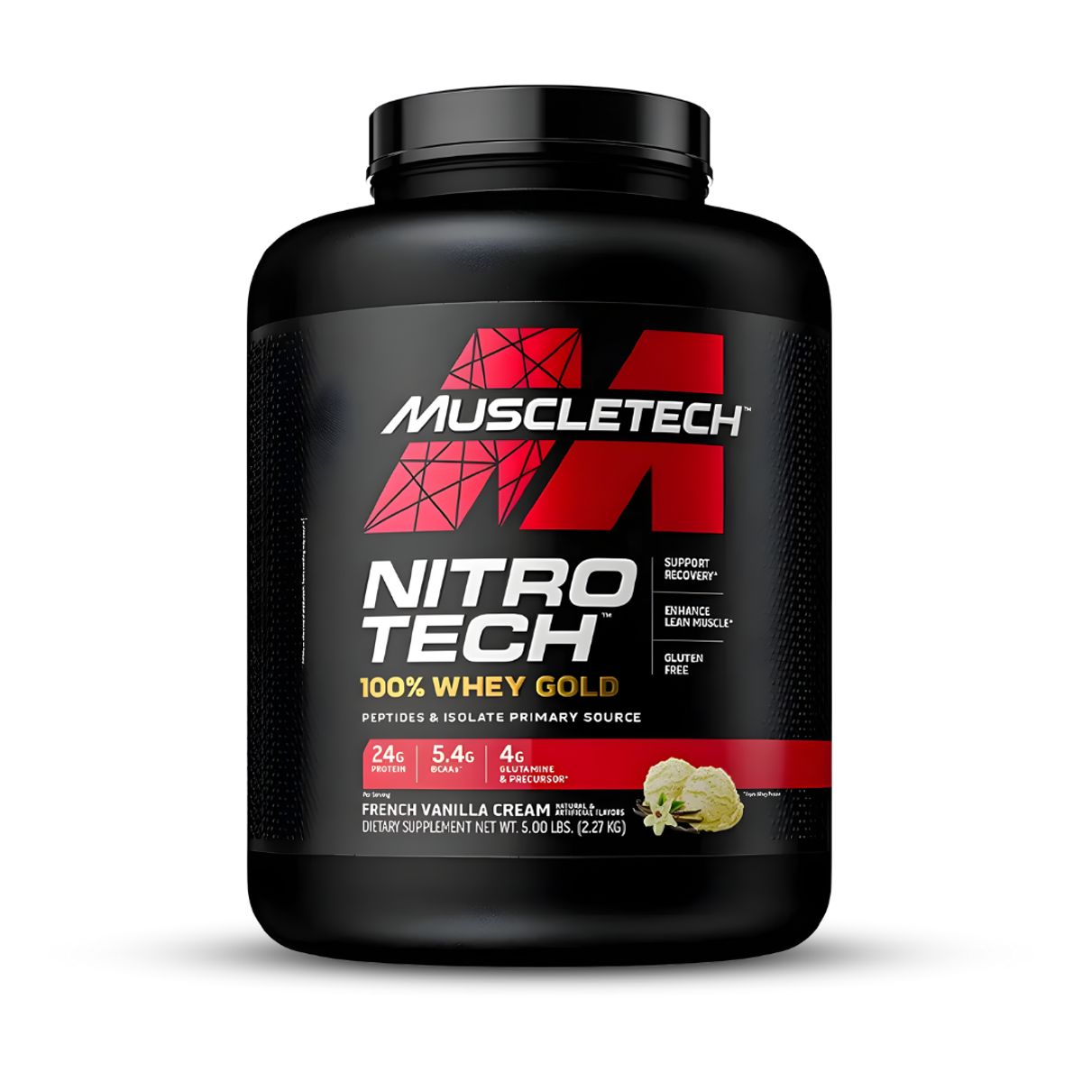 MUSCLETECH - Nitrotech 100 % Whey Gold 5 LB Proteina Muscletech - French Vainilla Cream