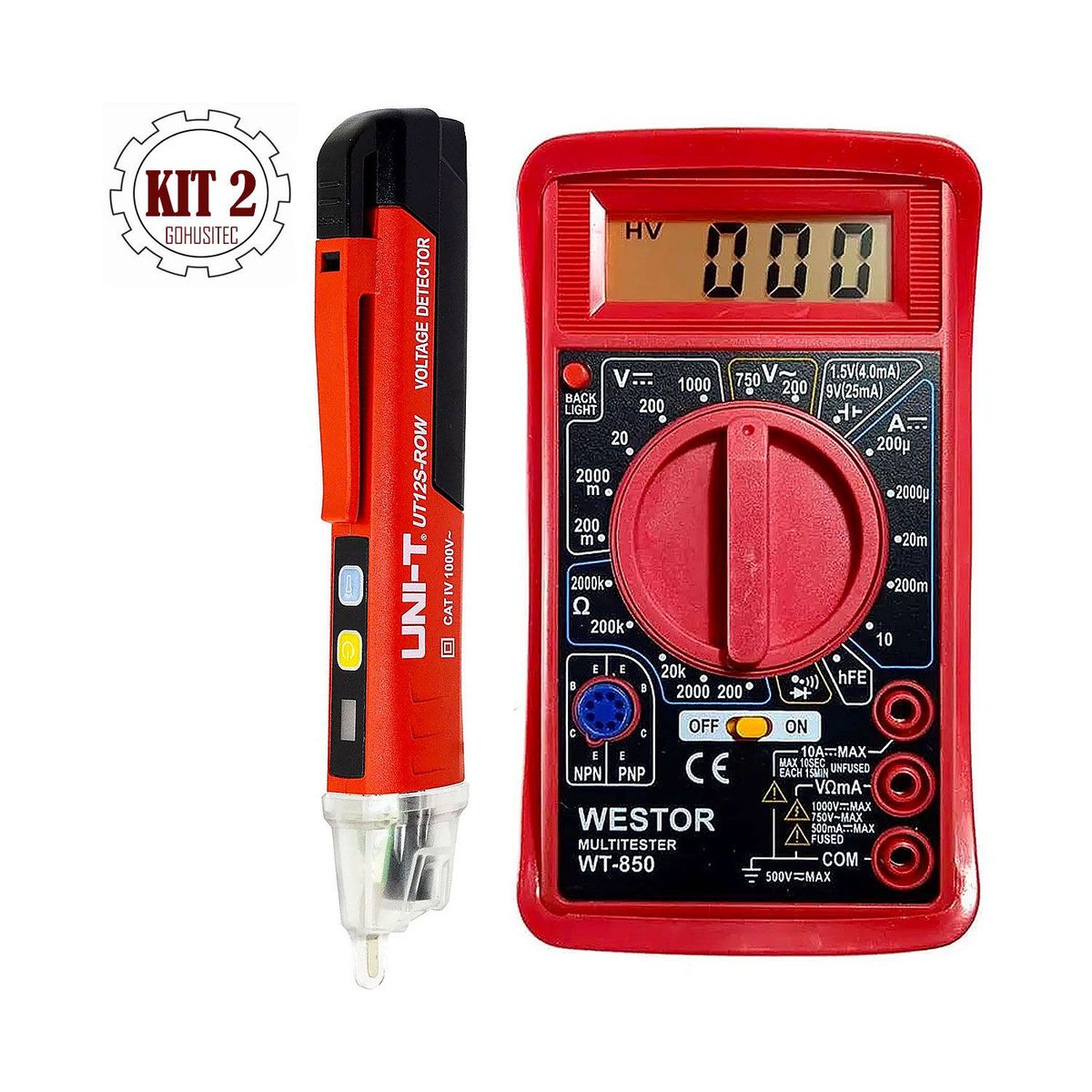 WESTOR - Kit Multímetro + Detector de Voltaje GO-2025-2 WESTOR de 2 piezas