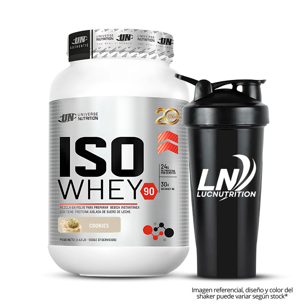 UNIVERSE NUTRITION - Iso Whey 90 1.1 kg Proteina Isolatada - cookie and cream + shaker