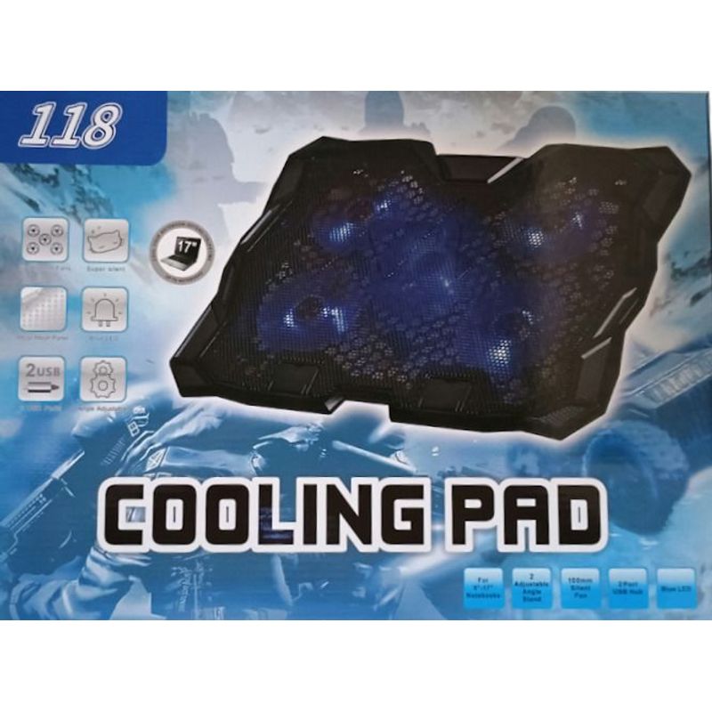 GENERICO - ENFRIADOR PARA LAPTOP DE 9" -17" CON 5 VENTILADORES