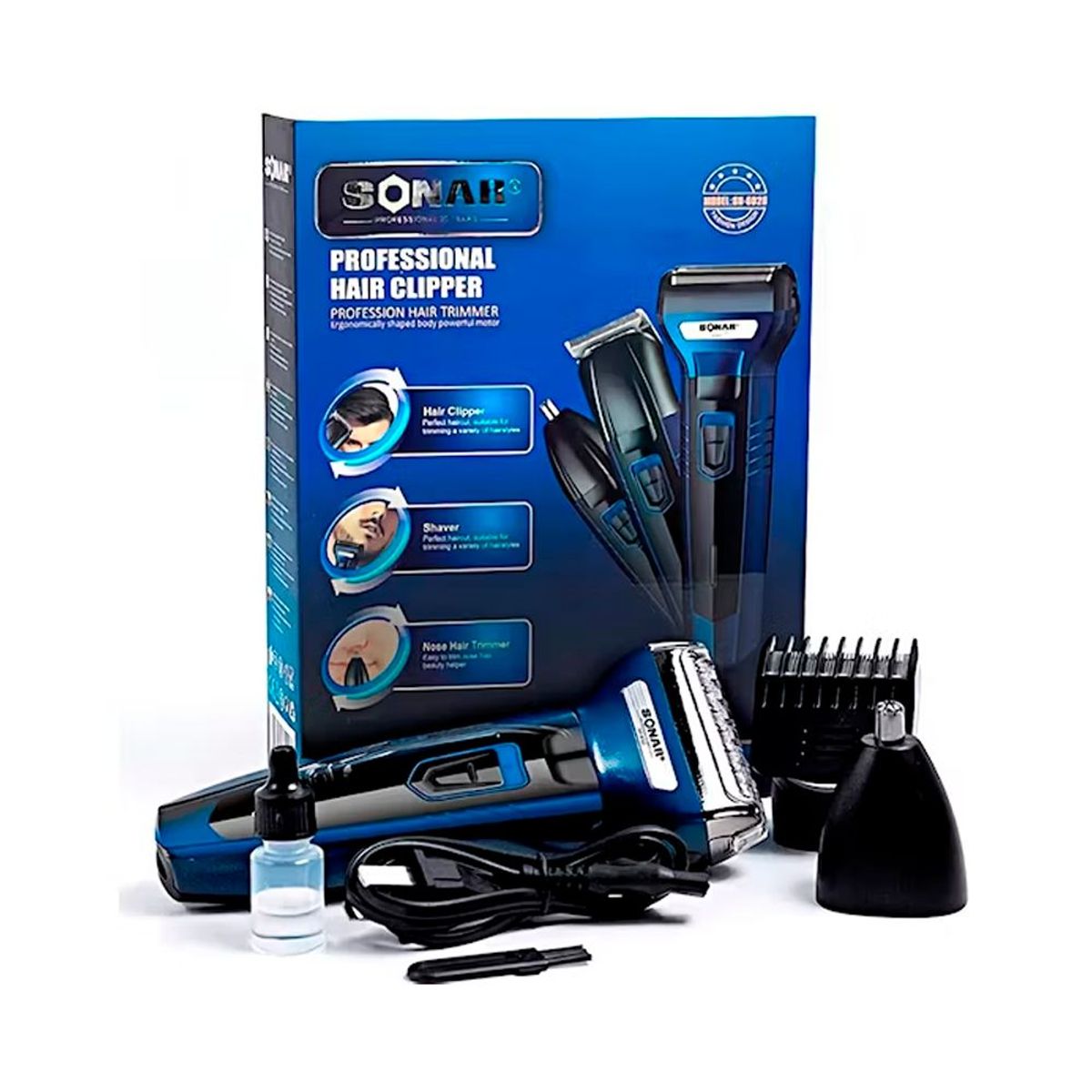 SONAR - MAQUINA RASURADORA PARA CABELLO MARCA SONAR 3 EN 1 MULTIFUNCIONAL