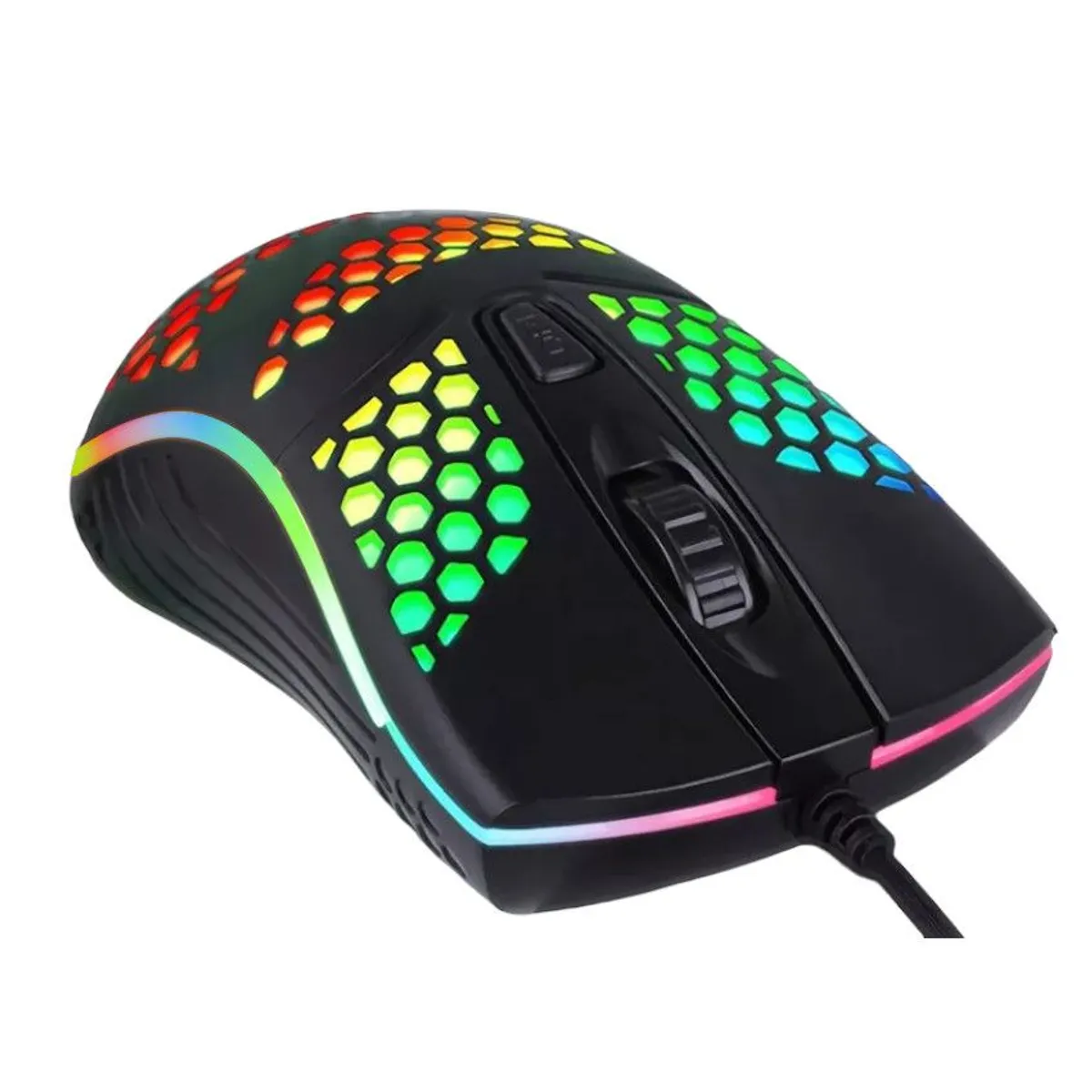 GENERICO - Mouse Gamer Patron Panal Abejas Honey-comb Usb 3000dpi Led Rgb