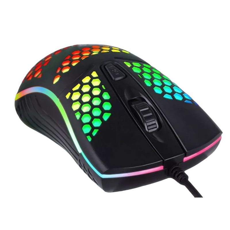 GENERICO - Mouse Gamer Patron Panal Abejas Honey-comb Usb 3000dpi Led Rgb