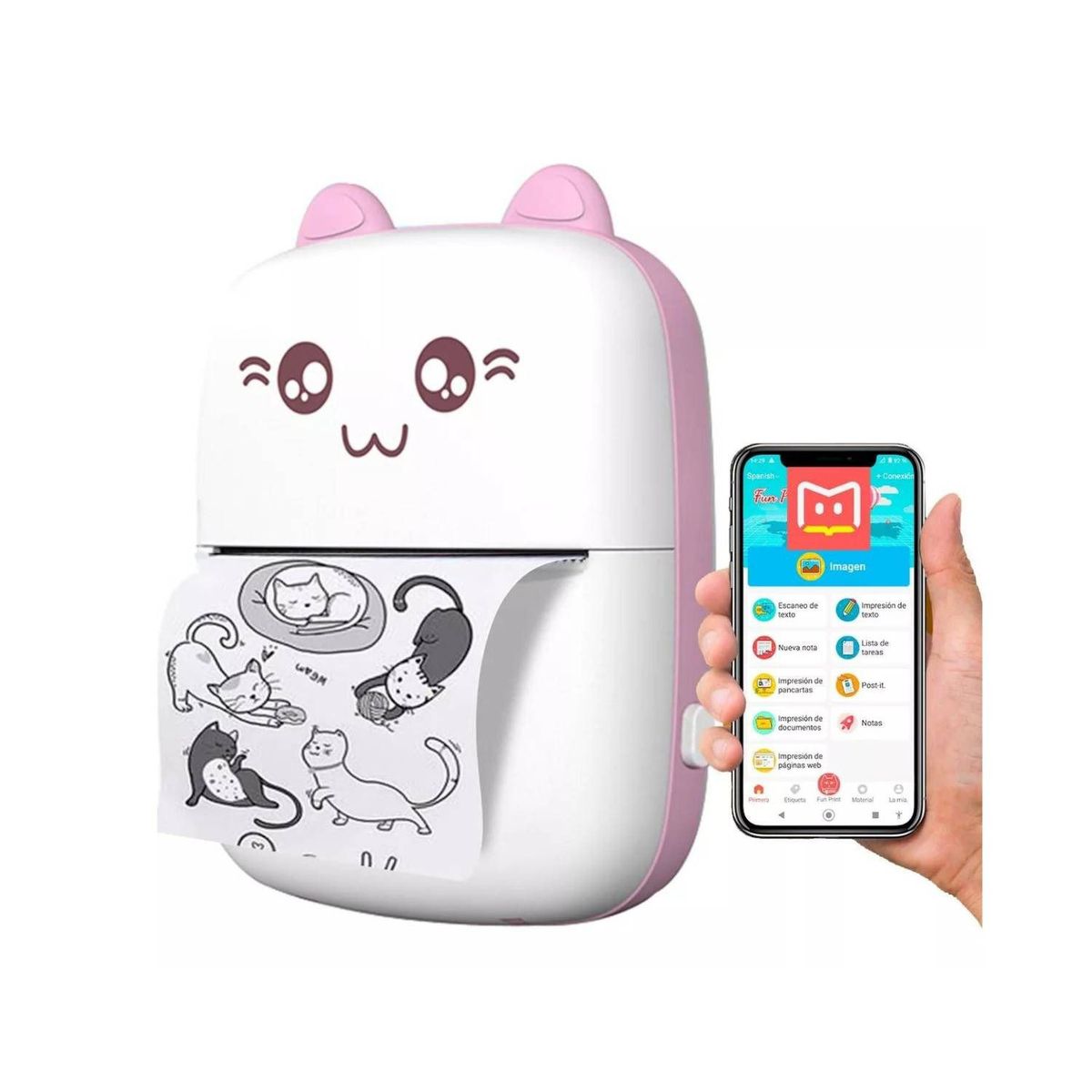 GENERICO - Mini Impresora Kawaii Portátil Rosado