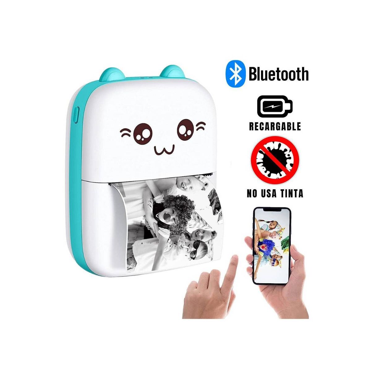 GENERICO - Mini Impresora Kawaii Portátil celeste