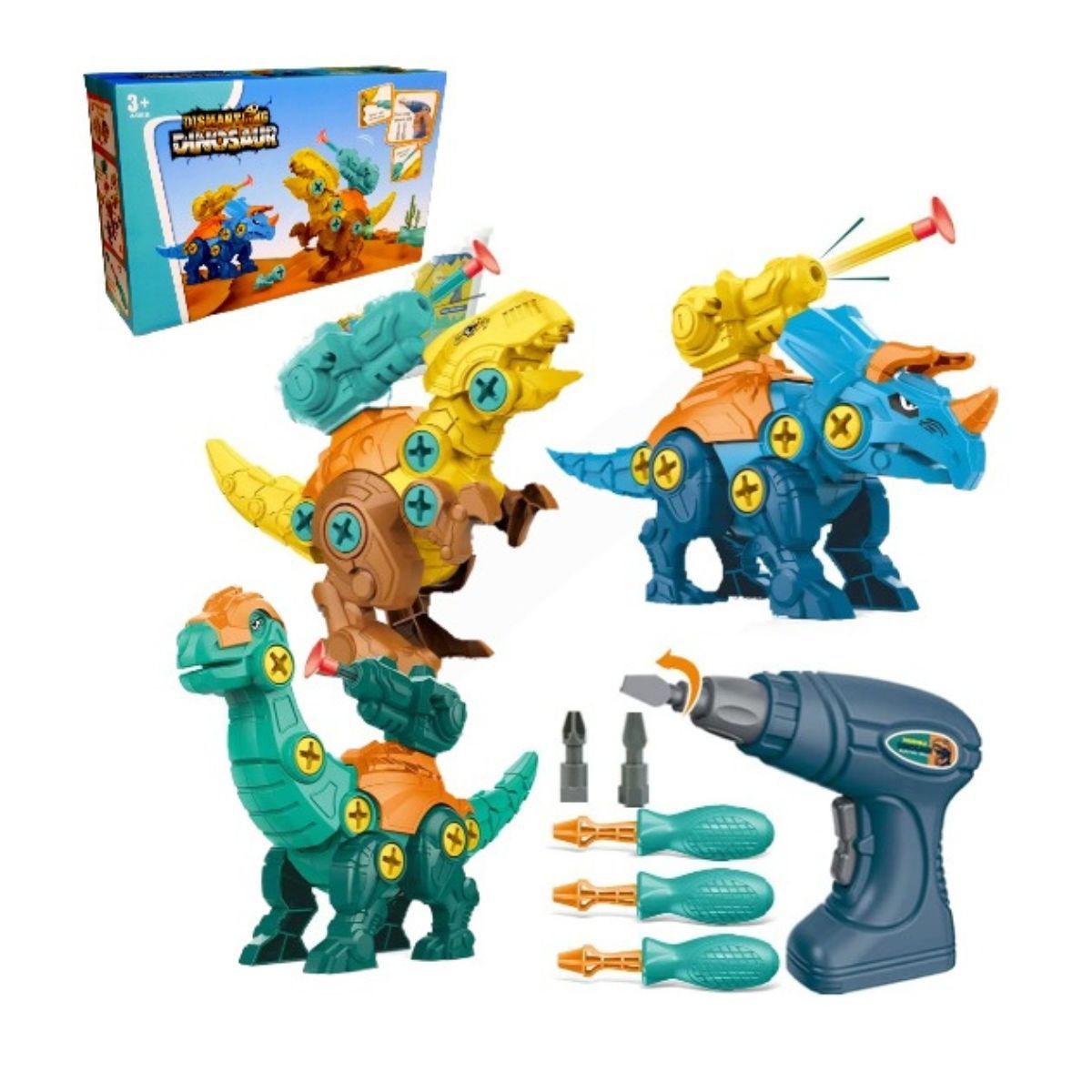 GENERICO - Set De Dinosaurios Armables Didacticos C Taladro Juguete