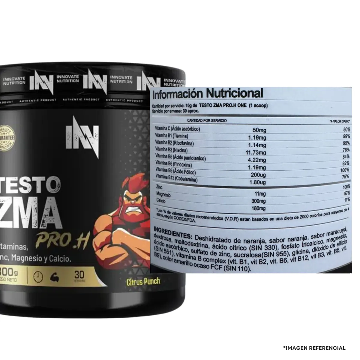 INN INNOVATE NUTRITION - Testo ZMA PRO.H 30 Servicios CITRUS PUNCH