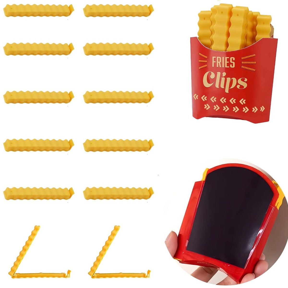 GENERICO - 12 Clips sellador para Bolsa en Forma de Papas Fritas