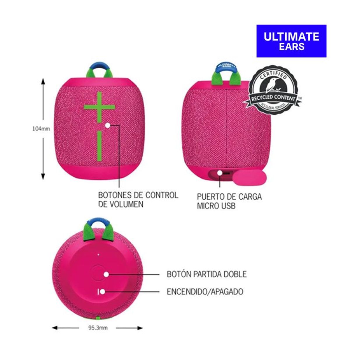 ULTIMATE EARS - PARLANTE BLUETOOTH WONDERBOOM 3 - PINK
