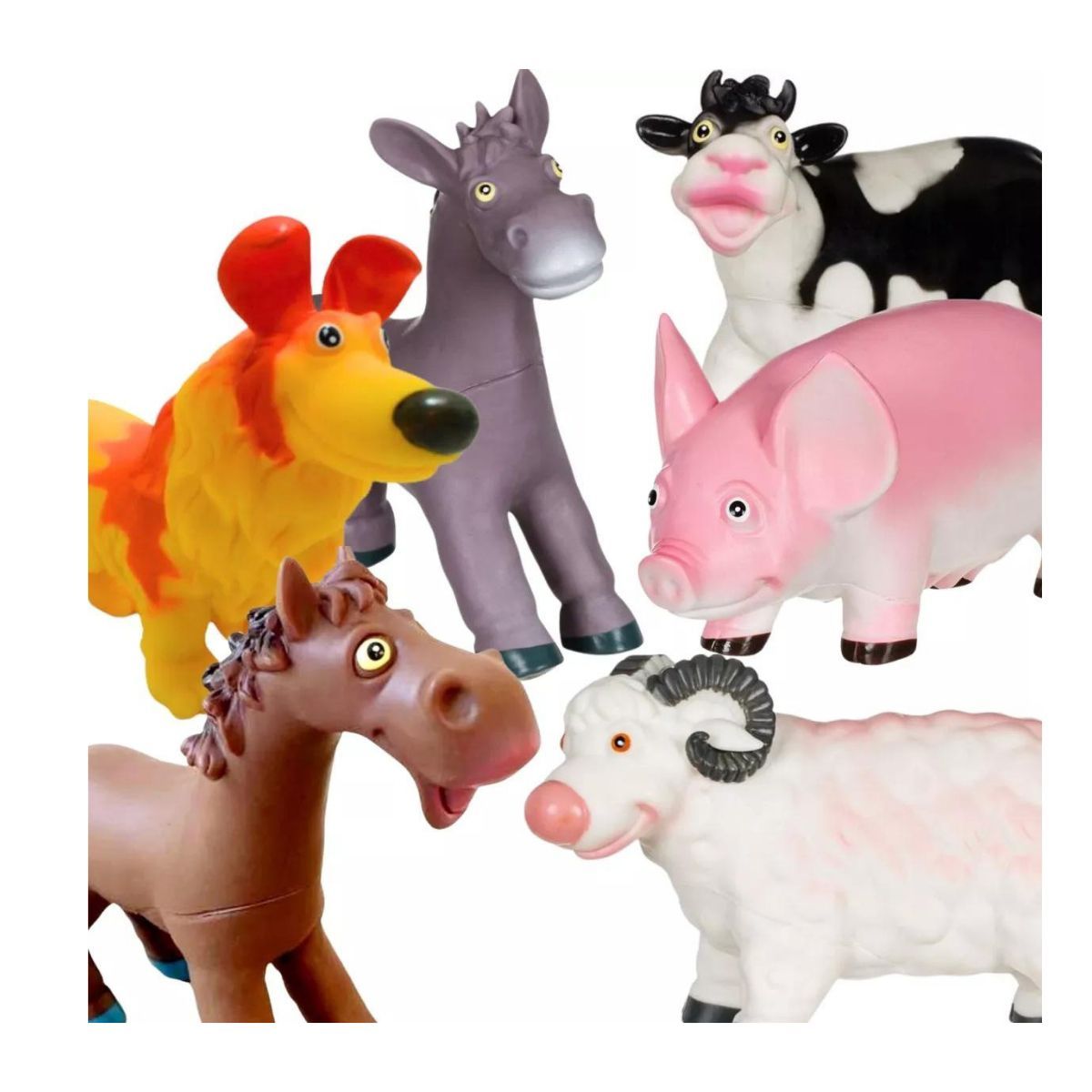 GENERICO - Animales De Goma Suaves Y Grandes Pack De La Granja x 6