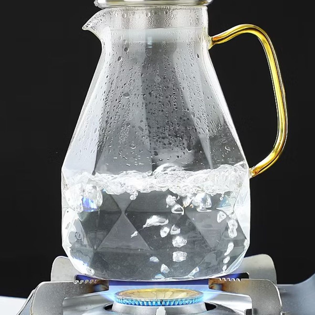 GENERICO - Jarra de Vidrio Asa Dorada Resistente al Calor y Frio