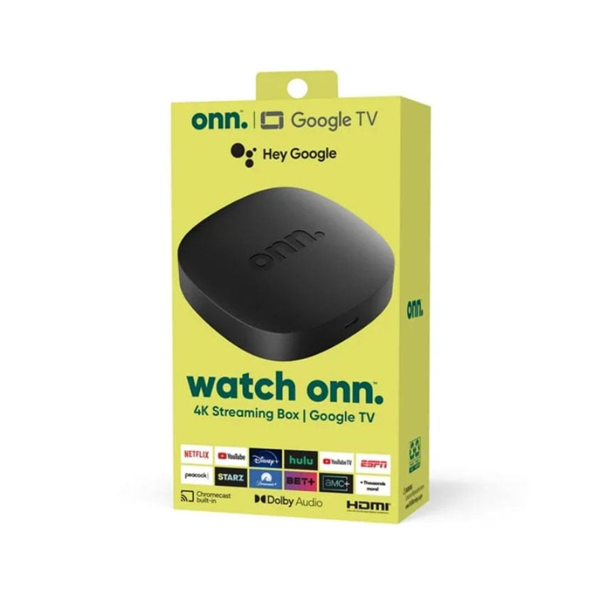 ONN - onn Google TV 4K UHD Streaming Box Chromecast Google Assistant