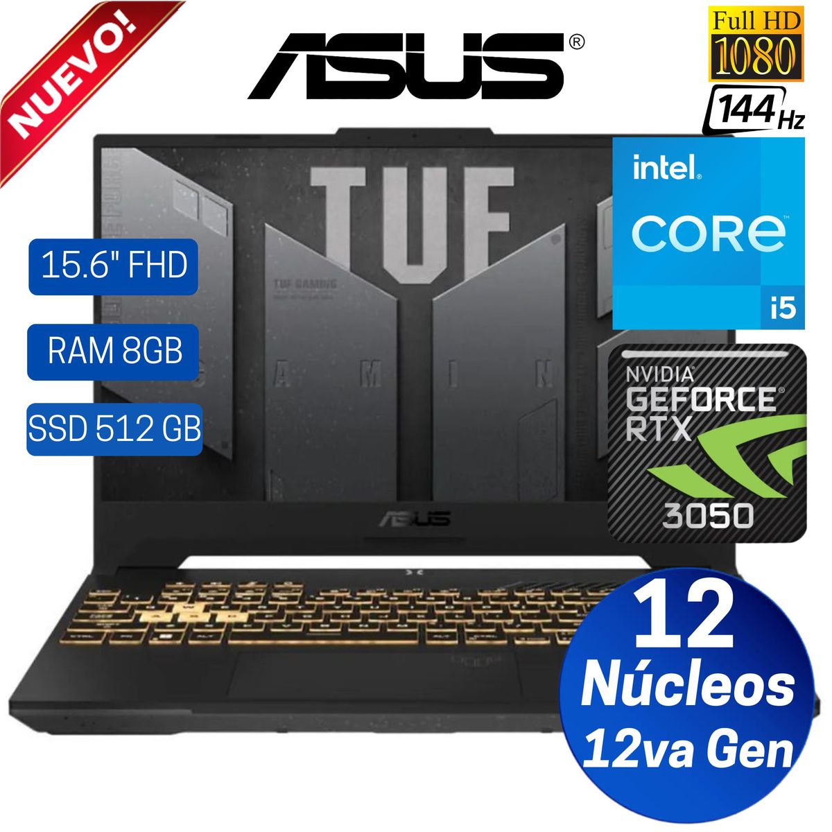 ASUS - Laptop ASUS Gaming FX507ZC4-HN056 15.6"  FHD Core i5-12500H, Ram 8GB, SSD 512GB, Rtx 3050, Free Dos