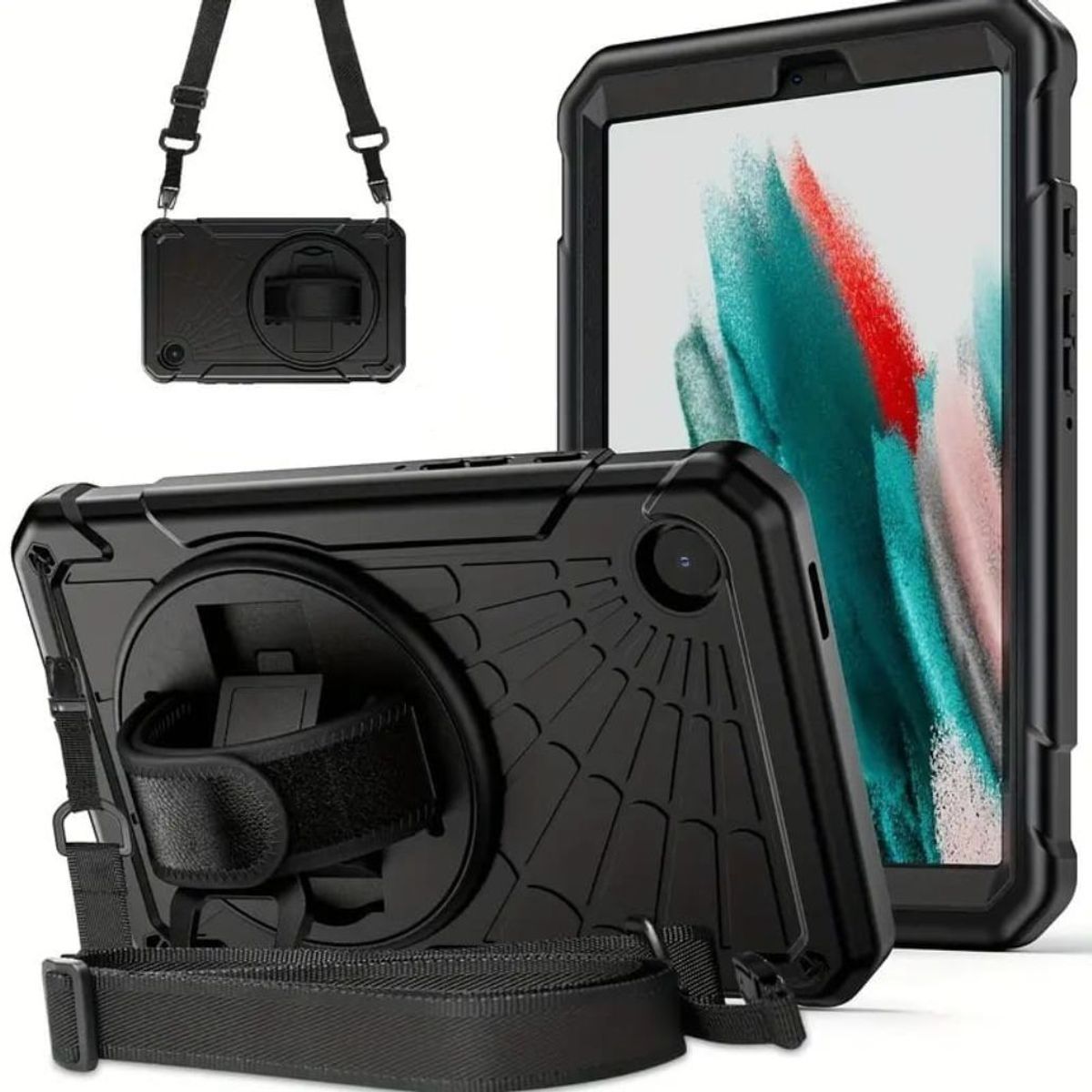 GENERICO - Funda Armor 360° con Correa para Tablet Samsung Tab A9 8.7 Negro