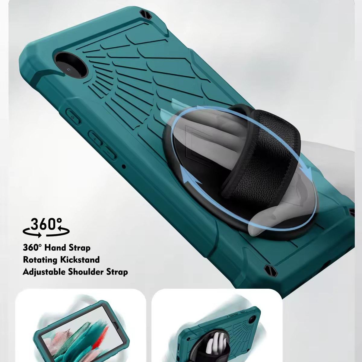 GENERICO - Funda Armor 360° con Correa para Tablet Samsung Tab A9 8.7 Negro