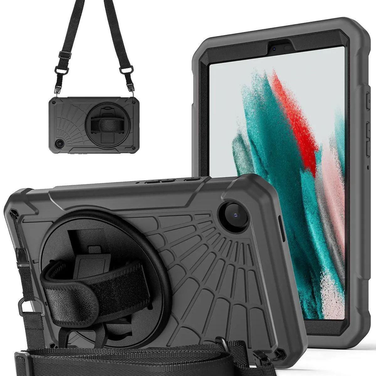 GENERICO - Funda Armor 360° con Correa para Tablet Samsung Tab A9 8.7 Gris