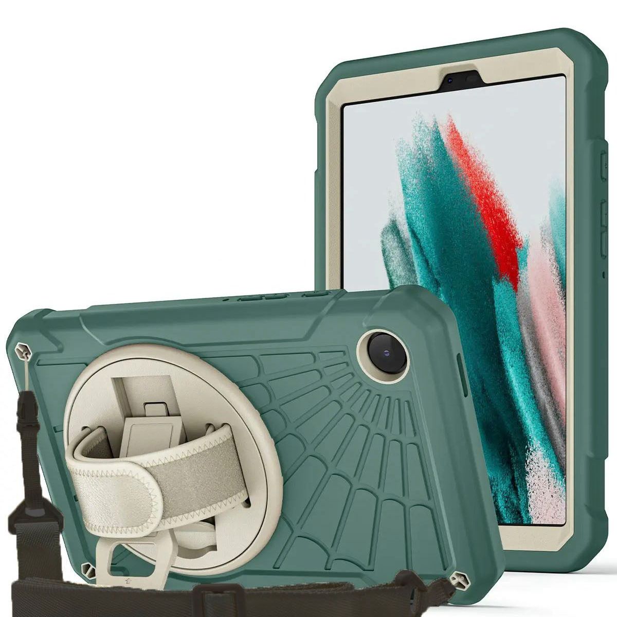 GENERICO - Funda Armor 360° con Correa para Tablet Samsung Tab A9 8.7 Verde
