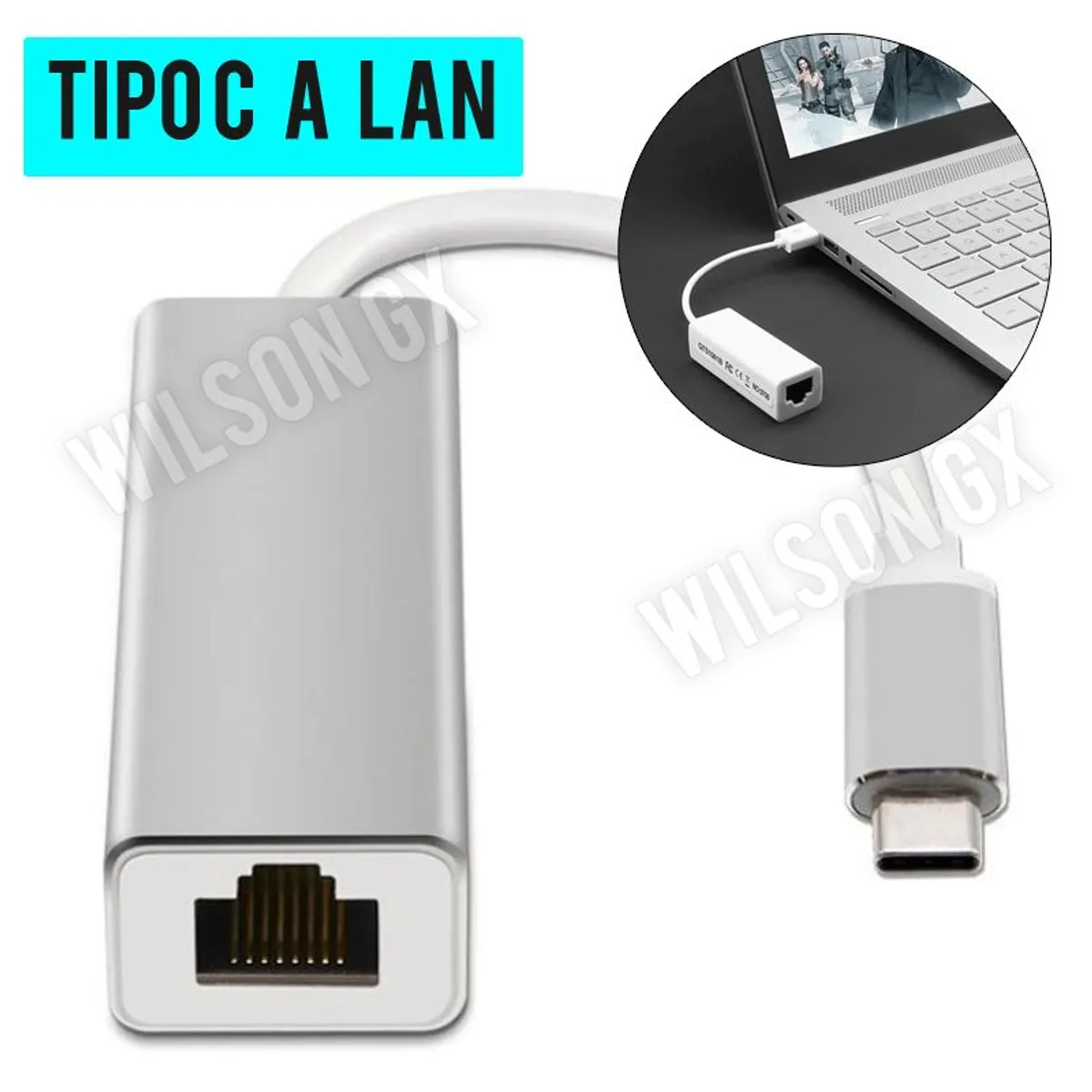 GENERICO - Adaptador Tipo C a Ethernet Rj45 Lan Windows USB-C Laptop