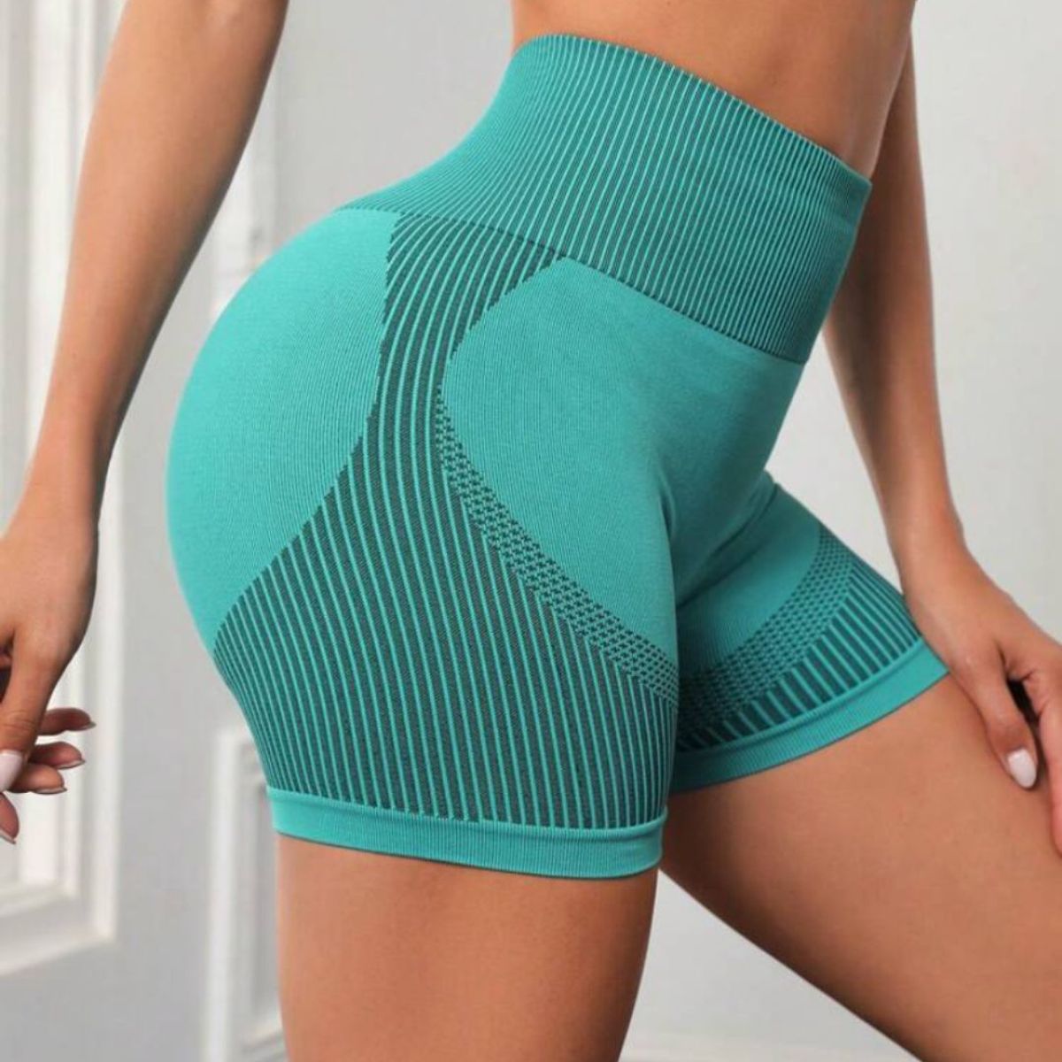 GENERICO - Short Biker Deportivo Gym Turquesa - Short Scrunch Ropa Gimnasio Mujer