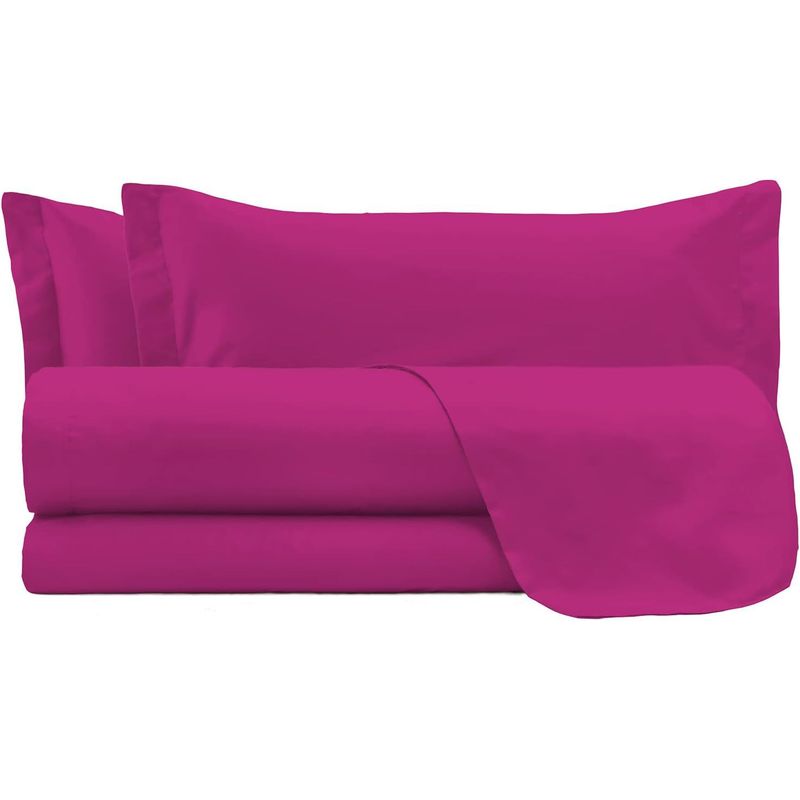 GENERICO - JUEGO DE SABANA EN ALGODÓN BRAMANTE 2 PLAZAS FUCSIA