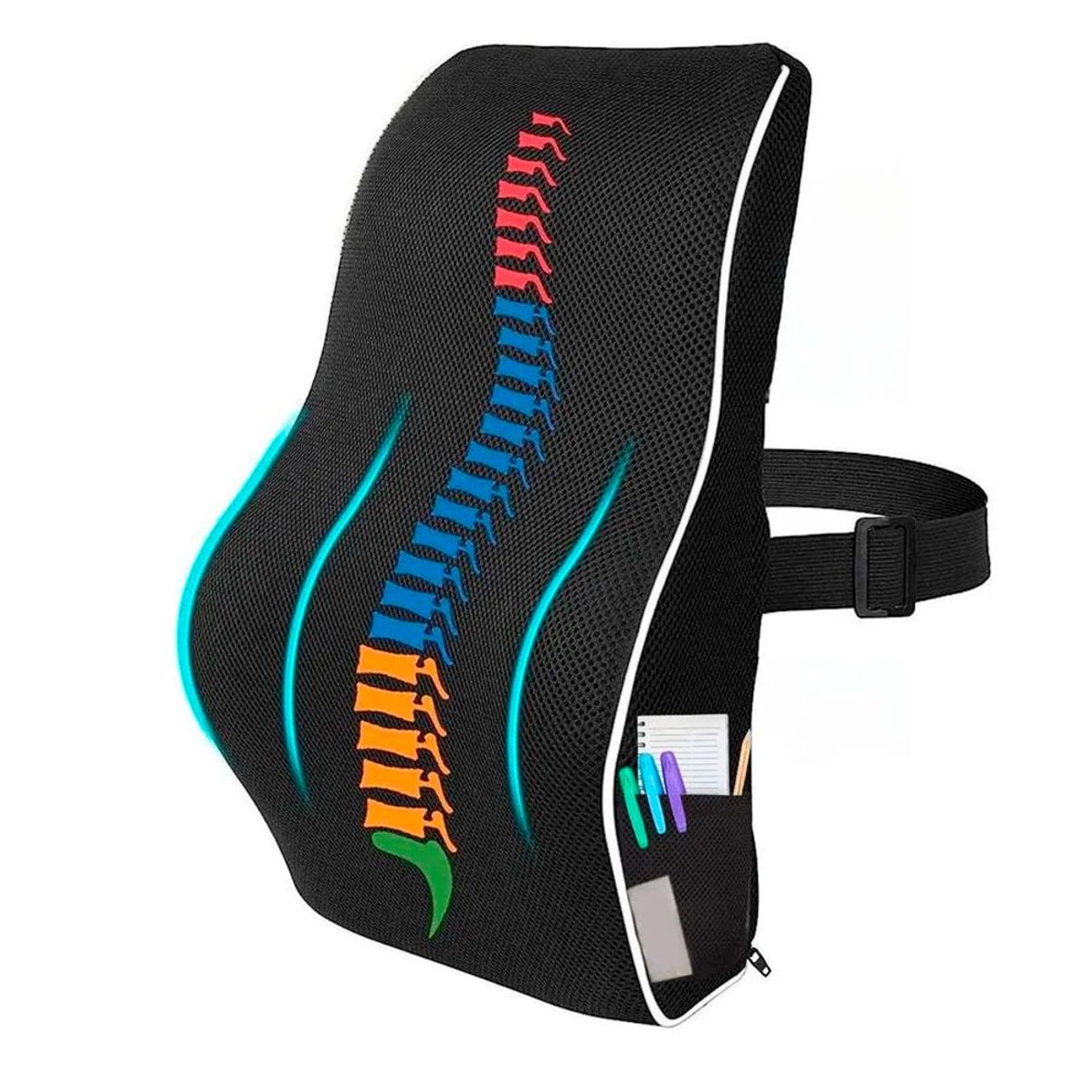 HANMA - Cojín Respaldar Lumbar Premium Ortopédico Gel + Funda