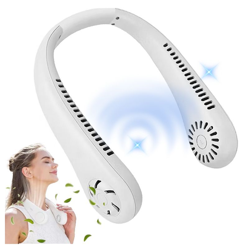 GENERICO - Ventilador de Cuello Recargable Portátil Ajustable USB Blanco