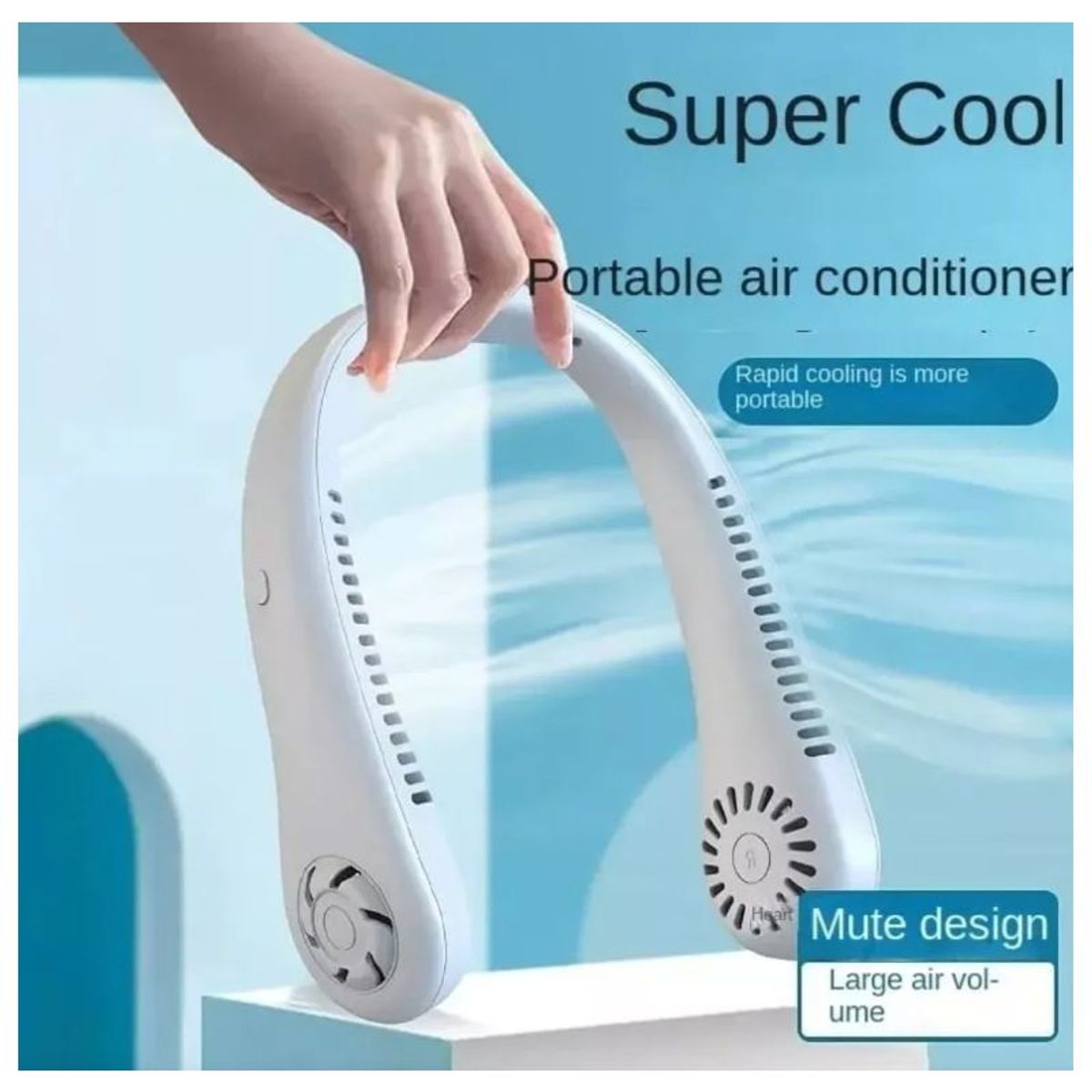 GENERICO - Ventilador de Cuello Recargable Portátil Ajustable USB Blanco