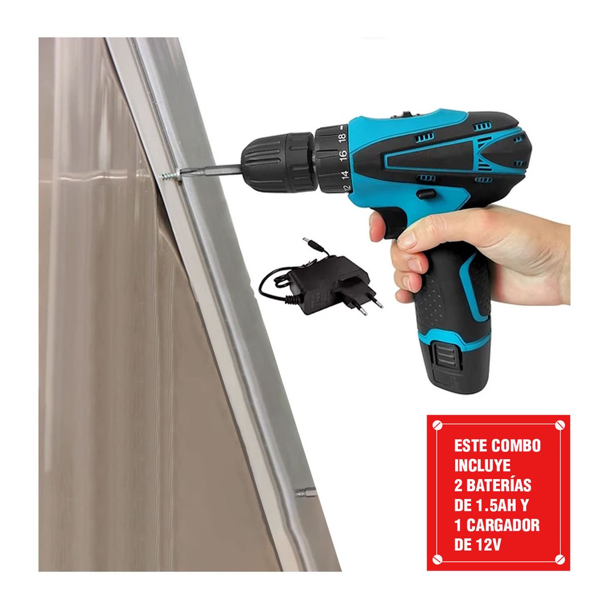 XTD - TALADRO ATORNILLADOR 12V + ADAPTADOR MOTOSIERRA + EXTENSOR