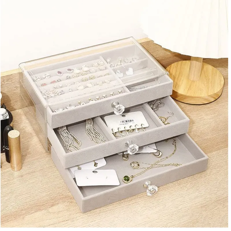 OEM - Organizador Acrílico para Joyas, Joyero Transparente con 3 Cajones