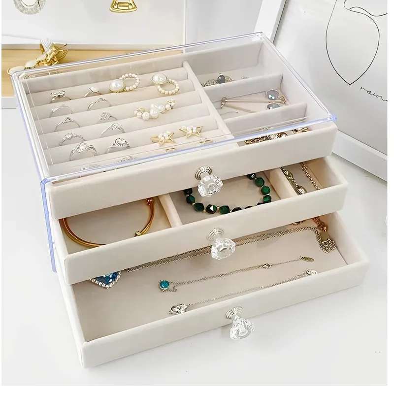 OEM - Organizador Acrílico para Joyas, Joyero Transparente con 3 Cajones