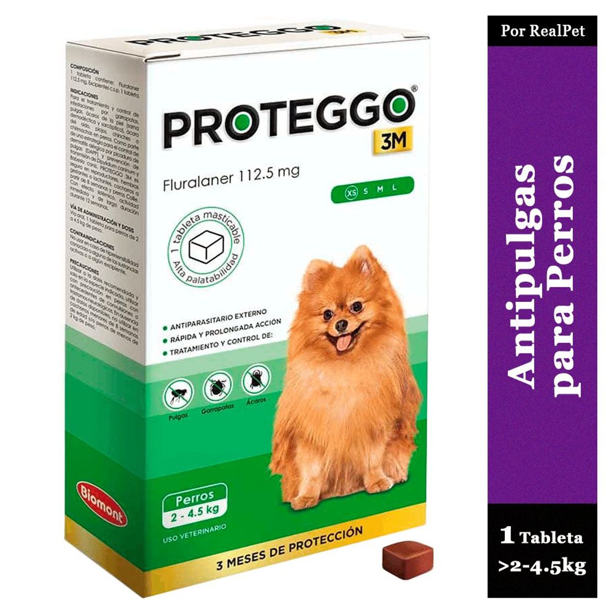 PROTEGGO - Antipulga Masticable Proteggo 3M para Perros de  2 - 4.5 kg