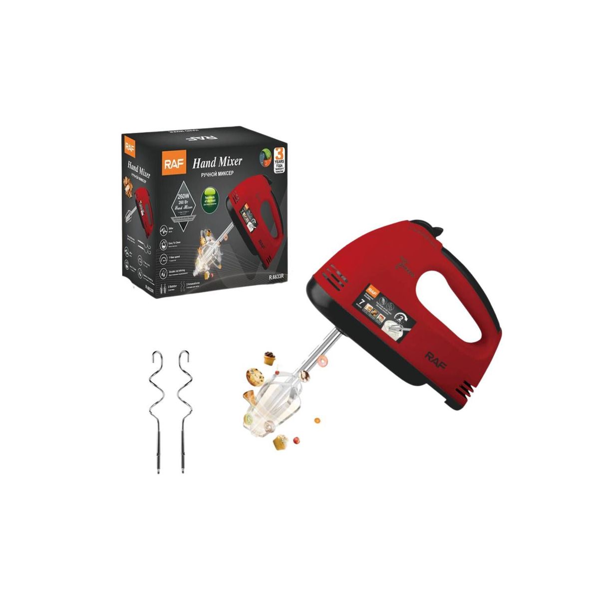 GENERICO - Batidor electrico 7 velocidades raf de 260W