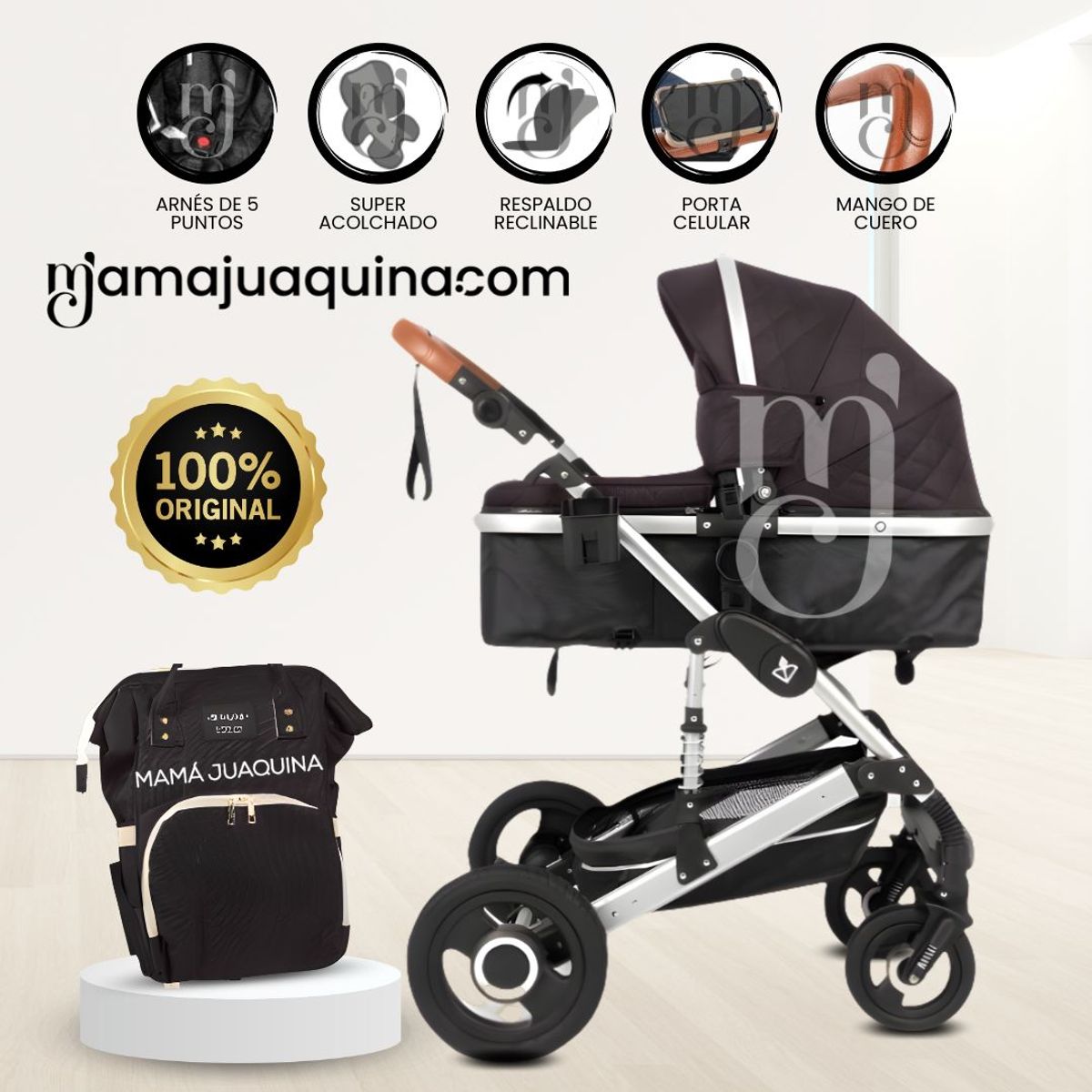 BABY HAPPY - Coche Moisés de Lujo «HOUSTON» Edición Limitada Black