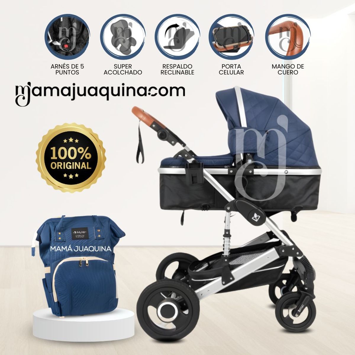 BABY HAPPY - Coche Moisés de Lujo «HOUSTON» Edición Limitada Blue