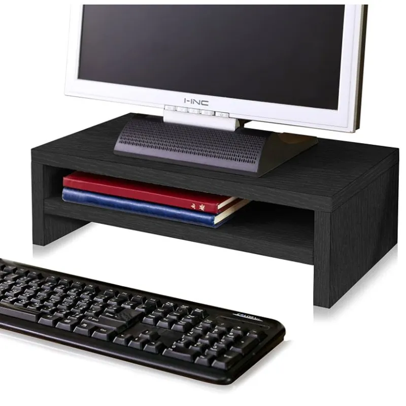 AMUEBLE - Base Soporte para monitores Gold negro Pedestal Repisa para monitores