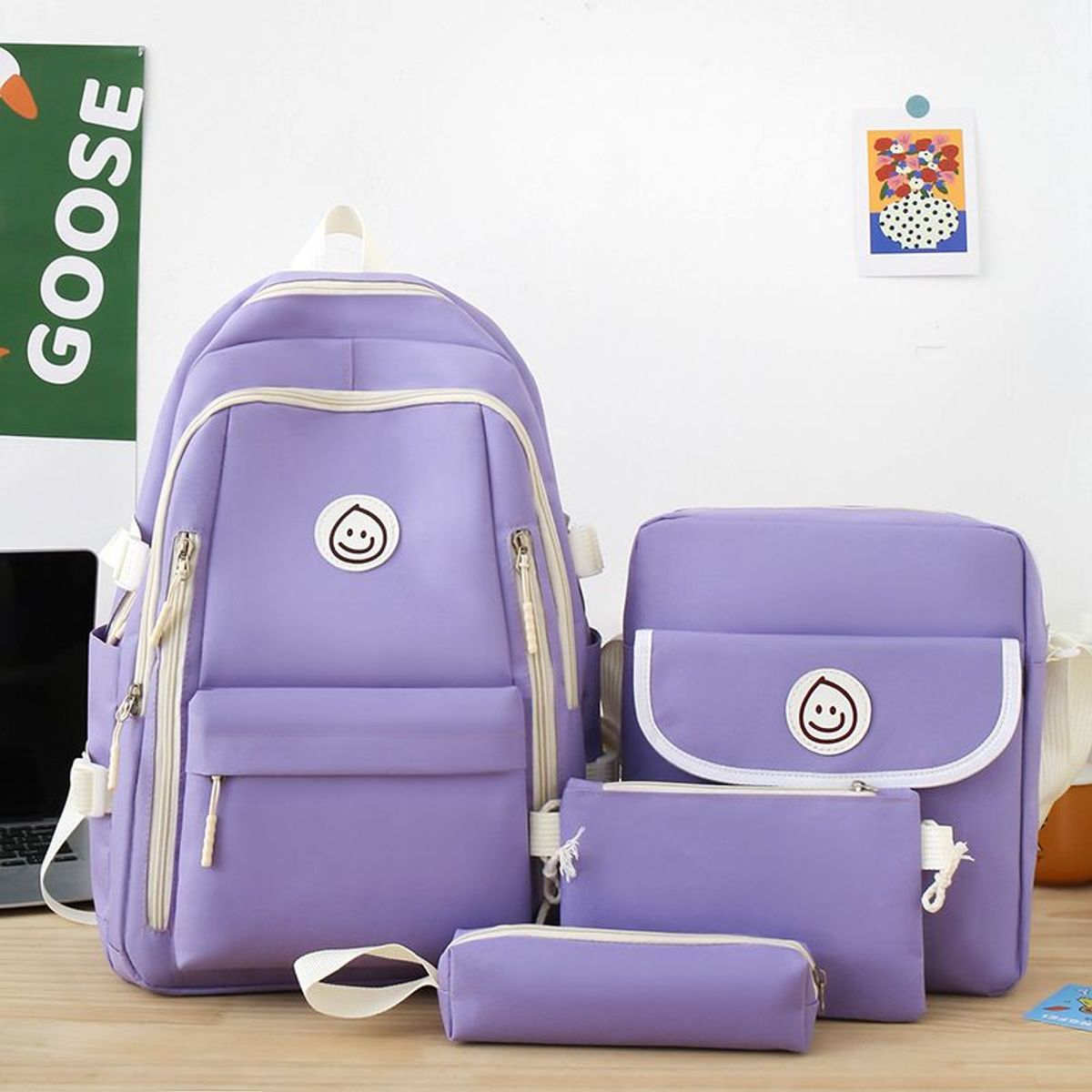 BLWOENS - Mochila de anime para estudiantes- 4 piezas