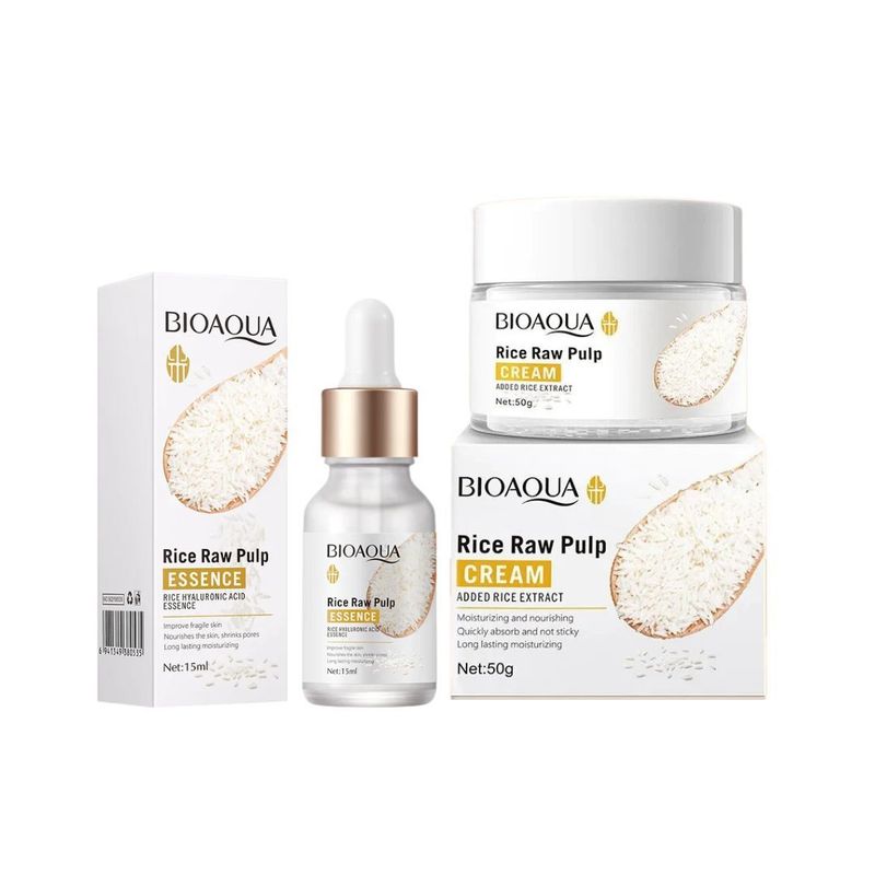 BIOAQUA - Dúo Facial Bioaqua Rice Raw Pulp Serum 15Ml Y Crema 50Gr