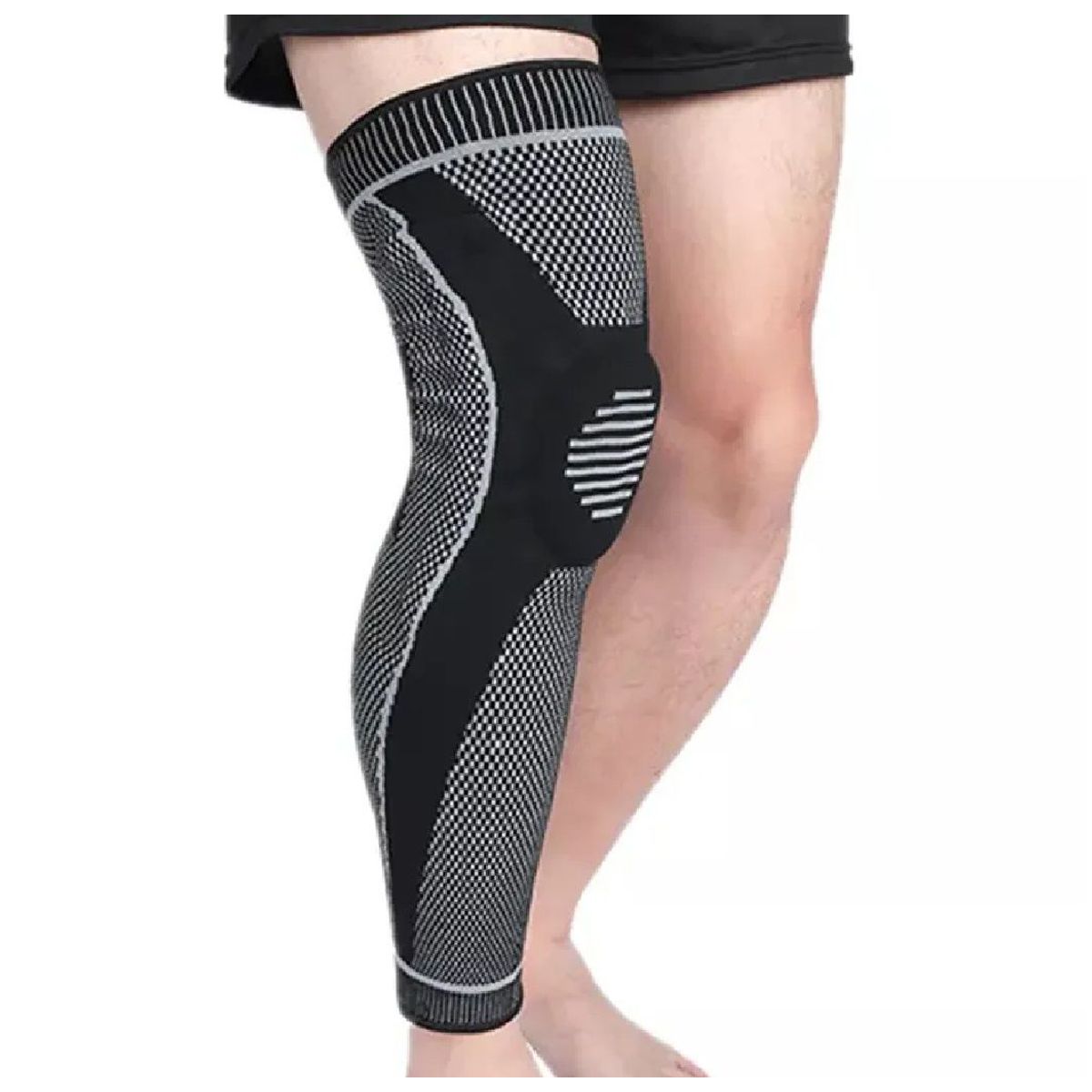 GENERICO - Rodillera Larga con Gel y Doble Varilla - NEGRO TALLA XL