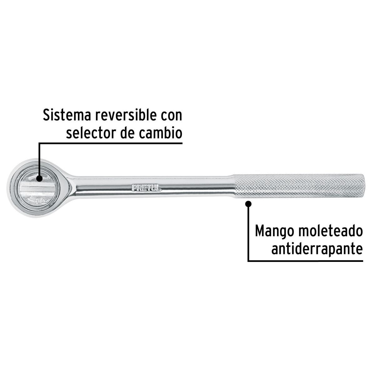 PRETUL - Ratchet Matraca 1/2" cabeza redonda, 21150 PRETUL